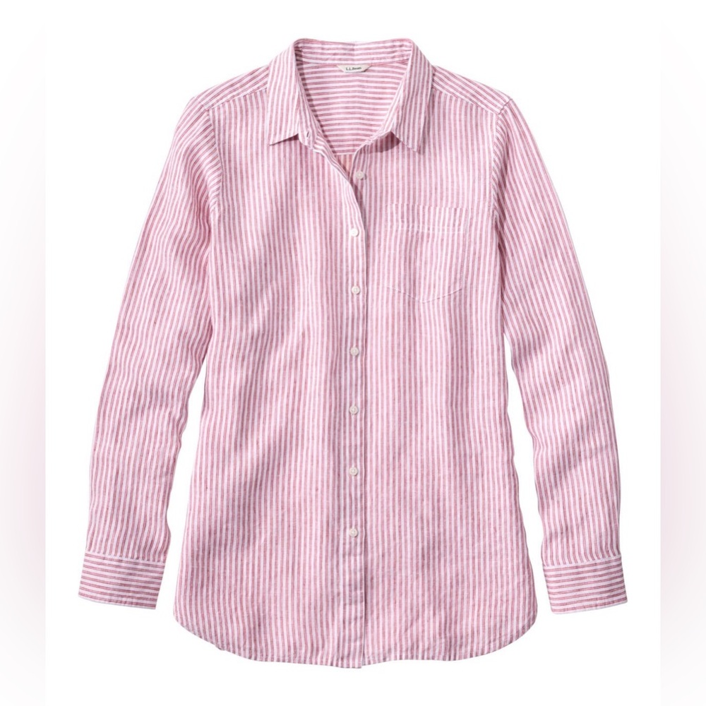 NWT L.L. Bean Premium Washable Linen Shirt, Tunic Stripe